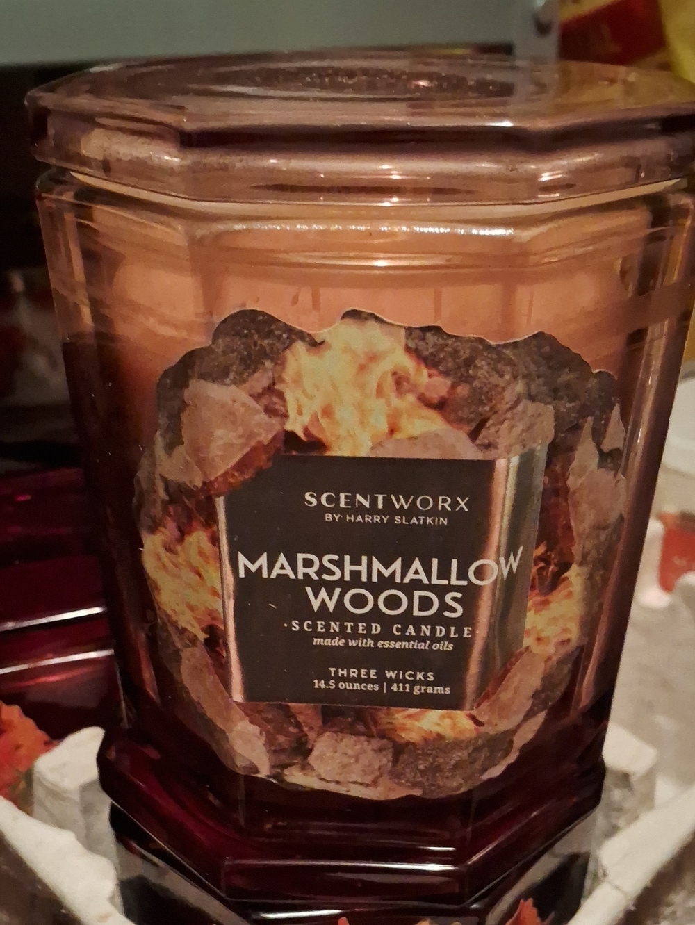 ScentWorx Marshmallow Woods Scented Candle - Brown Jar